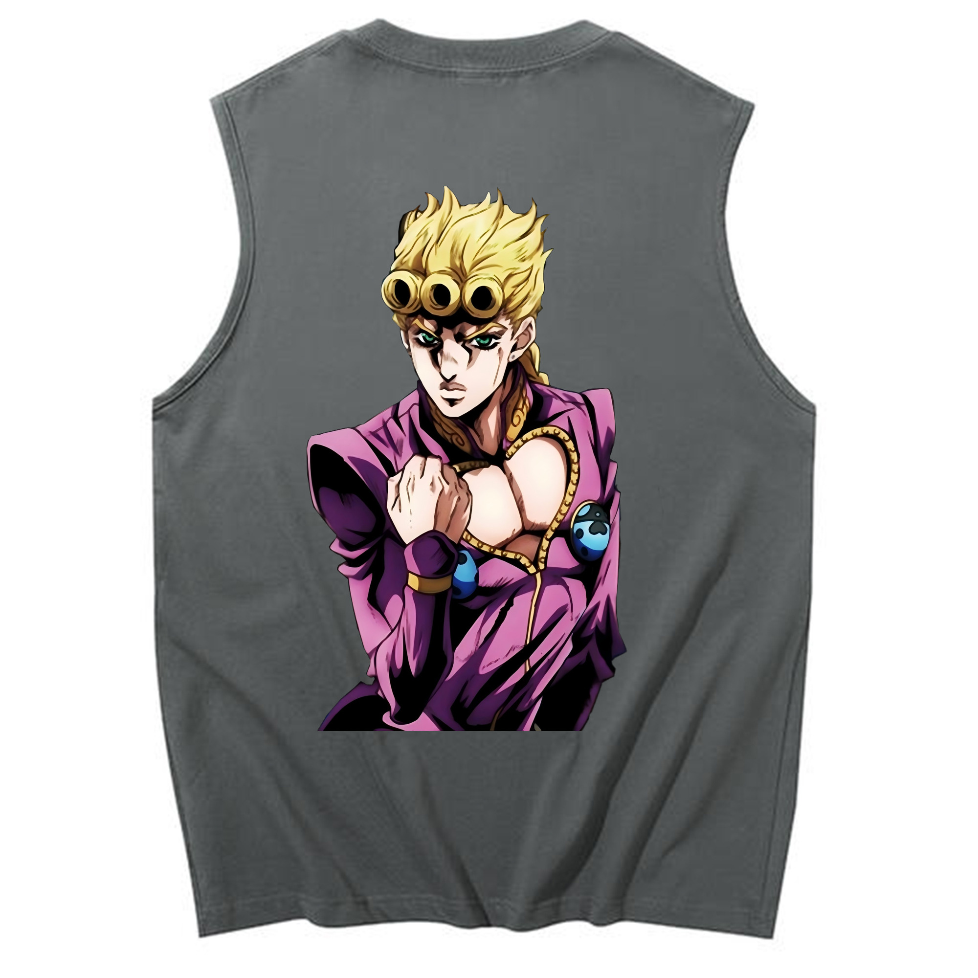 （画像用） ジョジョの奇妙な冒険 ジョルノ?ジョバァーナ JoJo's Bizarre Adventure Giorno Giovanna コットン100％タンクトップ（背面プリント）